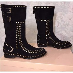 Laurence Dacade Black suede studded boots 40.5US 9